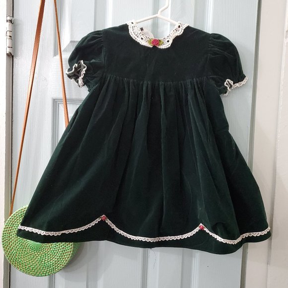 jo lene | Dresses | Vintage Velvet Green Jo Lene Dress 4t | Poshmark